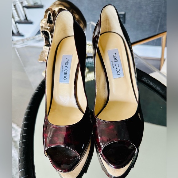 Jimmy Choo Tortoiseshell Peep Toe Pumps NWOB - Picture 3 of 8